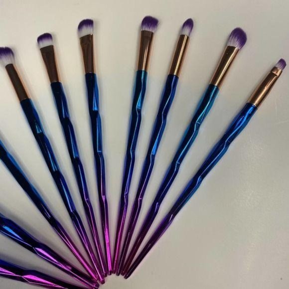 12 pc Rainbow Mermaid Diamond Point Make Up Brush Set - Picture 6 of 10